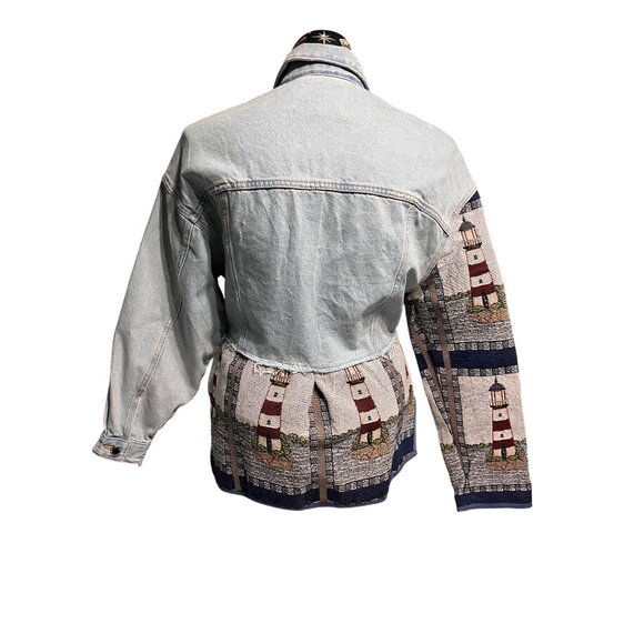 Zara Denim Jacket With Tapestry Lighthouse Design - Picture 2 of 5